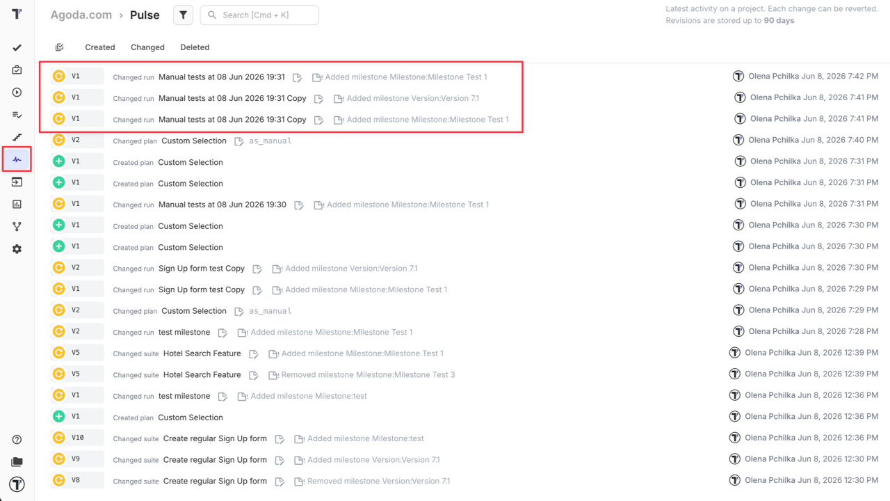 Testomat.io - Audit log Milestone