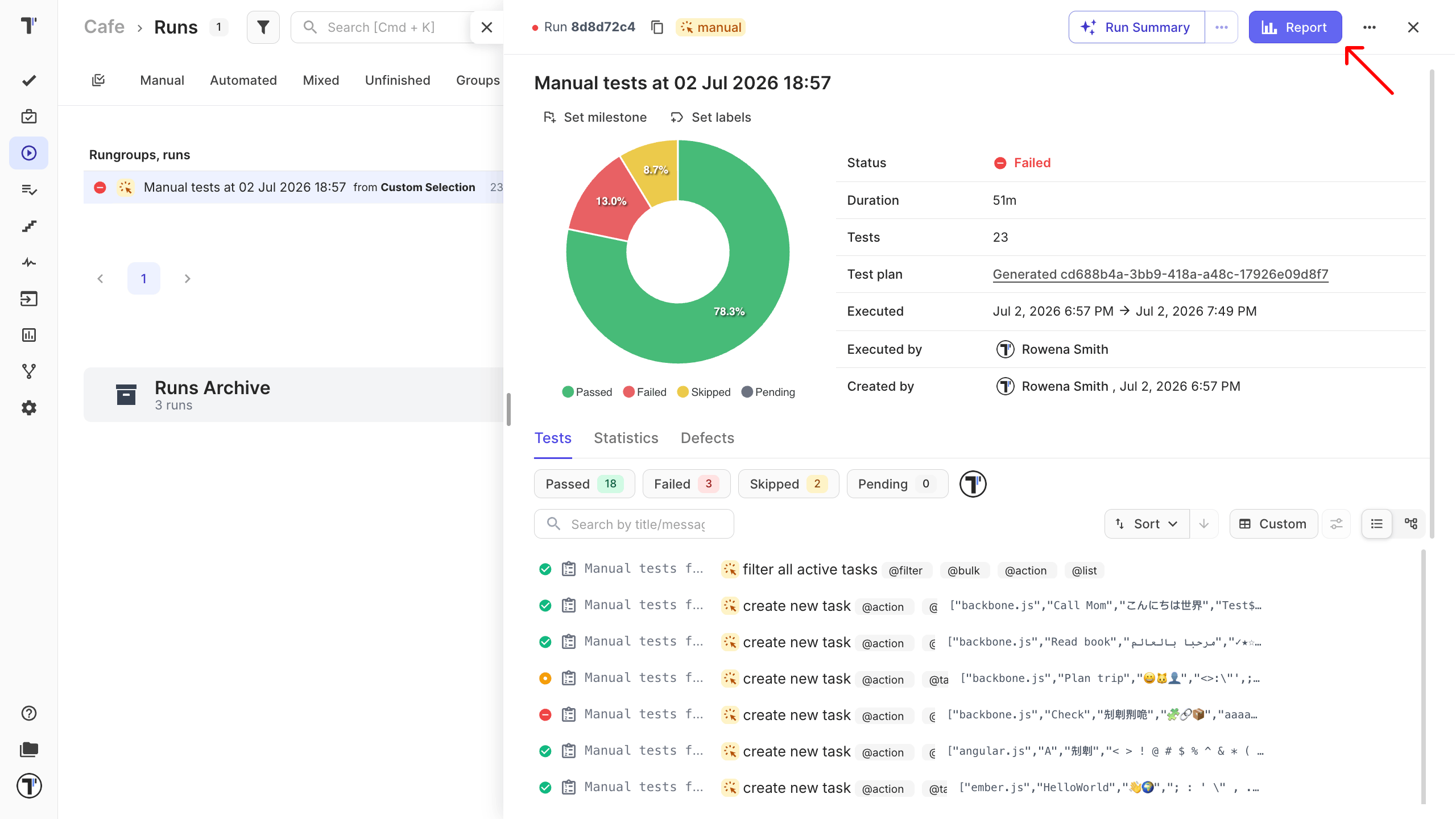 Testomat.io - Simplified test report