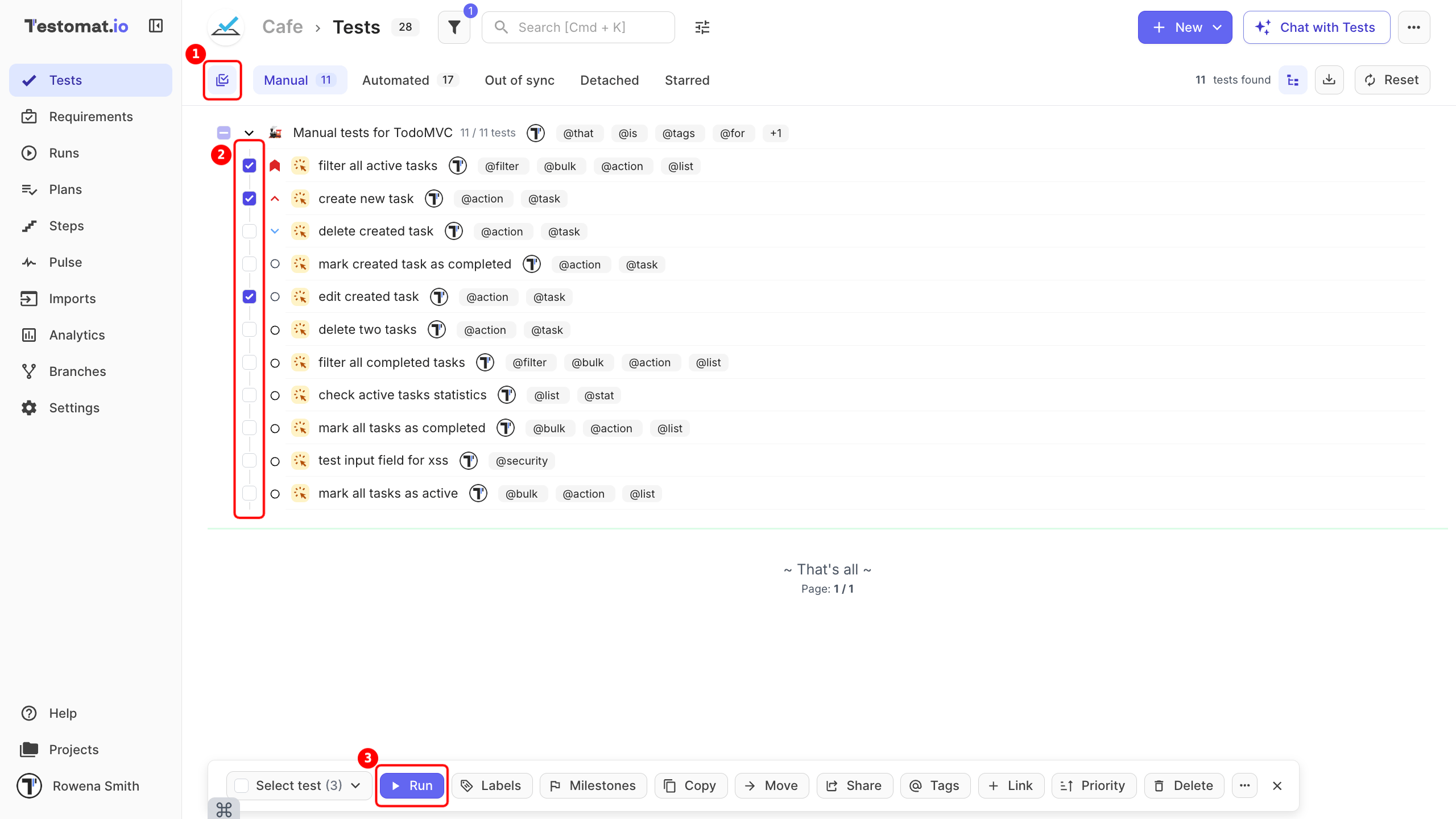 Testomat.io - Tests manual run